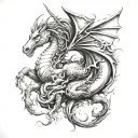 Dragon and Unicorn tattoo design idea