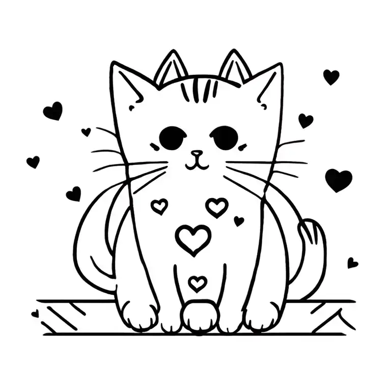 cat and hearts with paw prints simple on wrist band tattoo tattoo design idea