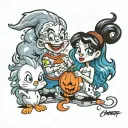 casper , wendy and hot stuff tattoo design idea