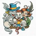 casper , wendy and hot stuff tattoo design idea