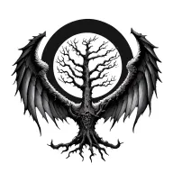 poison tree within a set of devil wings  tattoo design idea