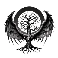 poison tree within a set of devil wings  tattoo design idea