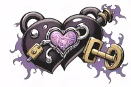 purple heart shaped lock design tattoo design idea