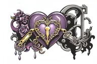 purple heart shaped lock design tattoo design idea