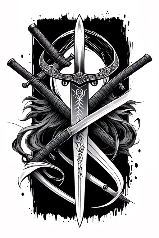 Katana and Arab Scimitar tattoo design idea