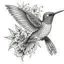 hummingbird sheltering butterfly tattoo design idea