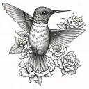 hummingbird sheltering butterfly tattoo design idea
