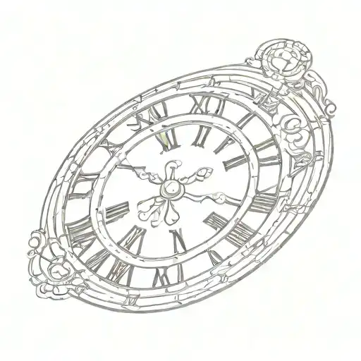 simple Roman numeral clock face tattoo design idea