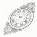simple Roman numeral clock face tattoo design idea