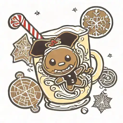 eggnog with gingerbread man tattoo design idea