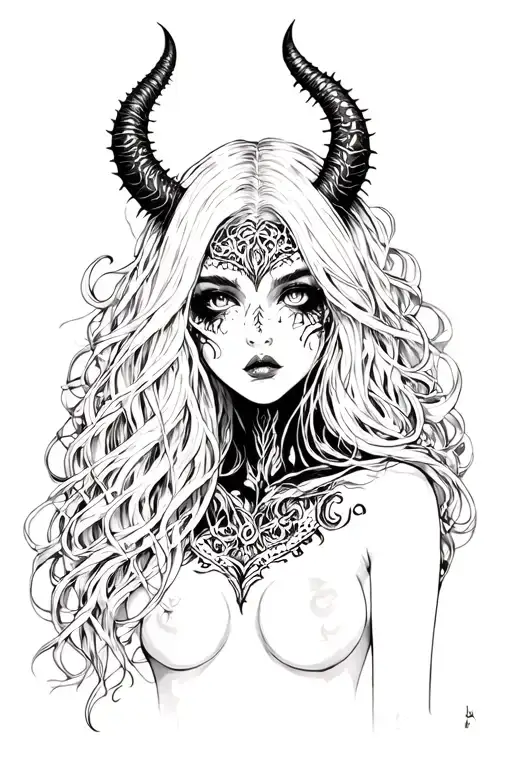 demon girl tattoo design idea