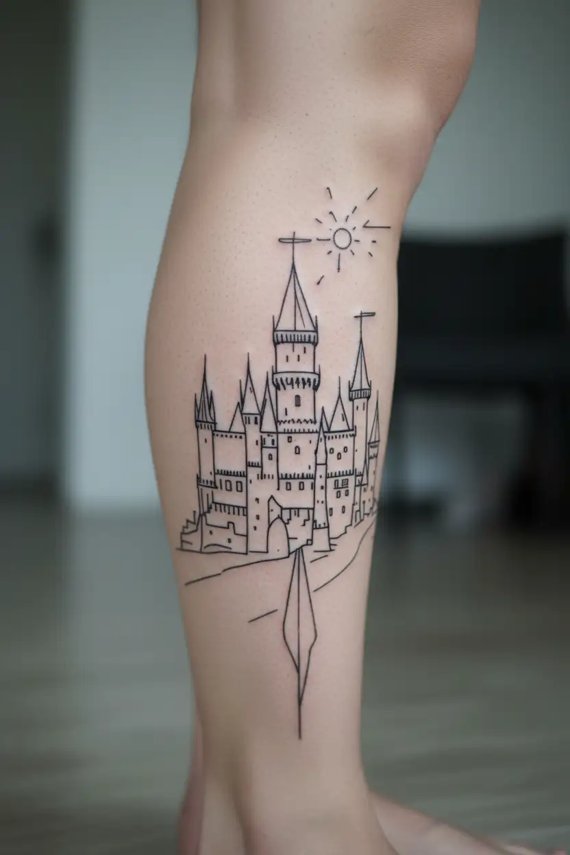 Huge average castles tattoo design idea