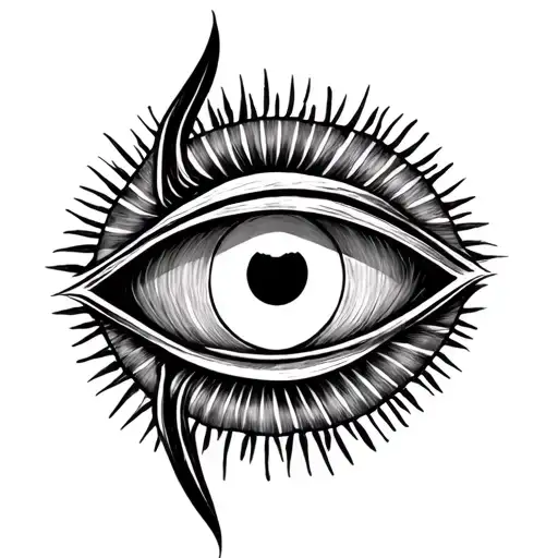Create a minimalist black ink tattoo design of the evil eye (nazar) symbol. The design should feature concentric circles tattoo design idea