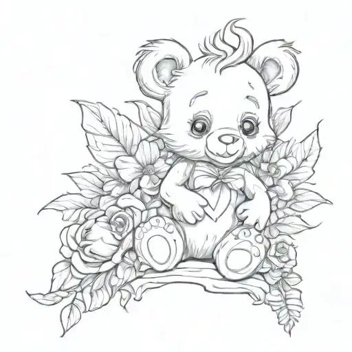carebear, gothic, bleeding heart   tattoo design idea