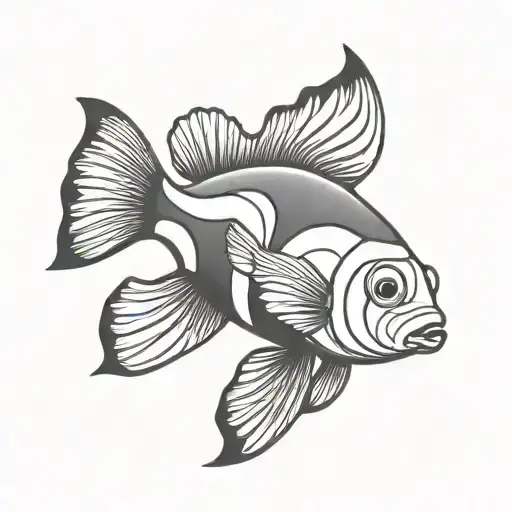 outline of clown fish tattoo design idea