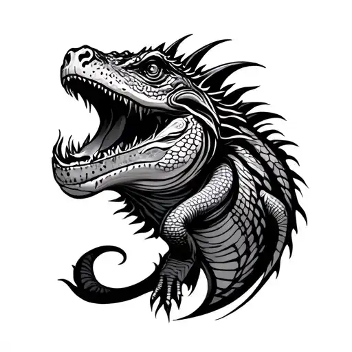 tribal design Komodo dragon tattoo design idea