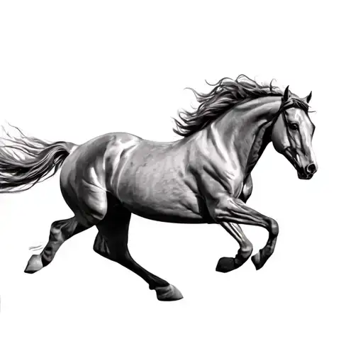 mustang horse running freely tattoo design idea