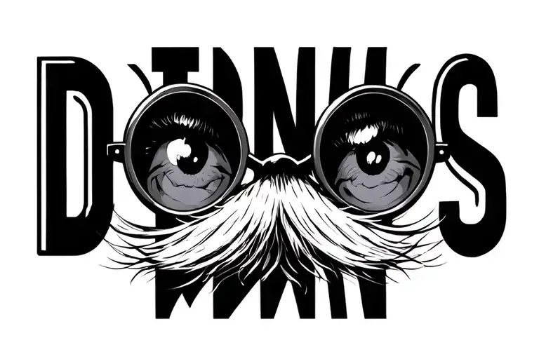 "Dongs" circular glasses and whisker tattoo design idea
