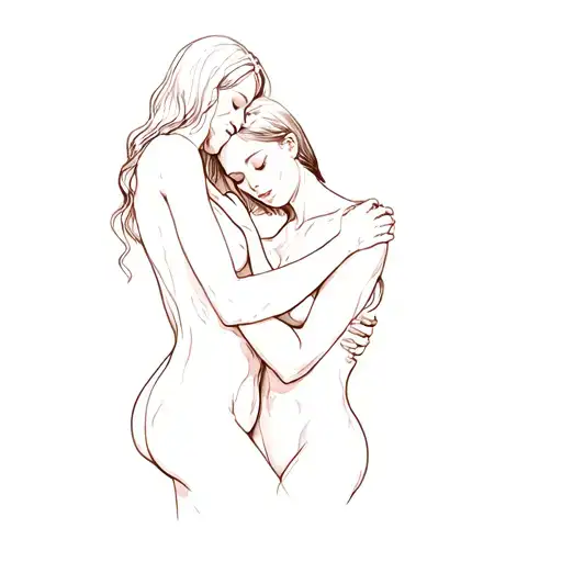 Sketch of intertwined bodies in a sensual pose tattoo design idea