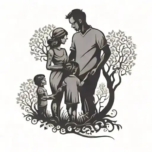 Family Silhouette tattoo design idea