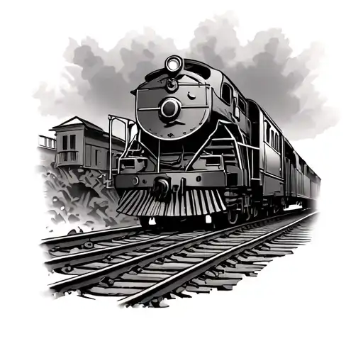 Train Tracks derailed tattoo design idea
