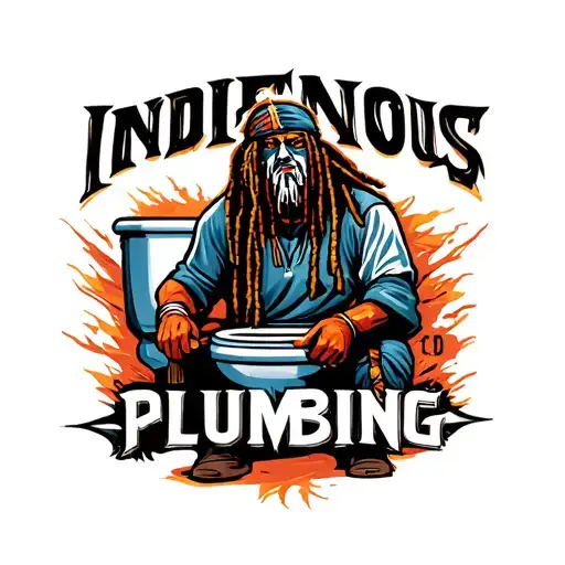 "Indigenous Plumbing " dreadlock painted face Native American plumber working on toilet tattoo design idea