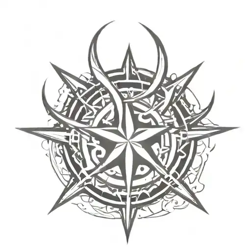 detailed shuriken with 6 points and lightning emerging from it tattoo design idea
