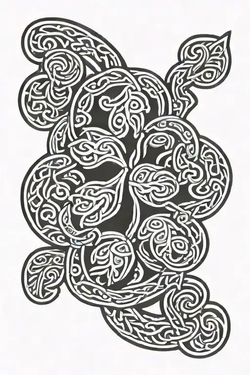 braided Celtic knot with shamrock intertwined tattoo design idea