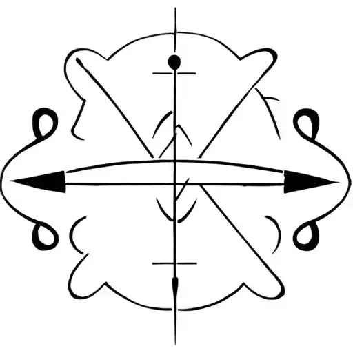 bow and arrow, atom symbol, letter A minimalist tattoo tattoo design idea