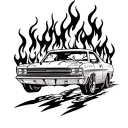 car on fire tattoo design idea