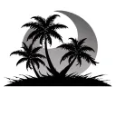 coconut tree and moon tattoo design idea