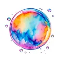 irridecent single bubble floating  tattoo design idea