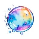 irridecent single bubble floating  tattoo design idea