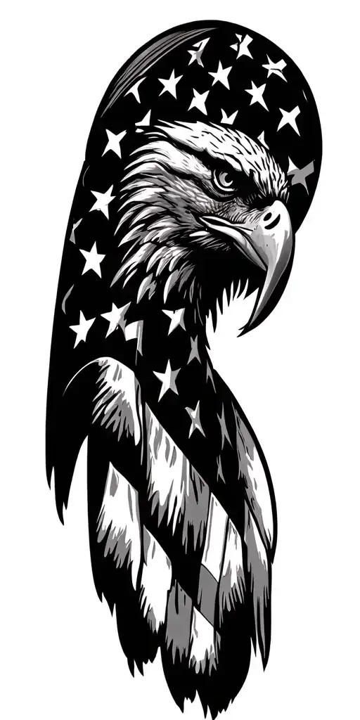 American flag, we the people, eagle head tattoo design idea