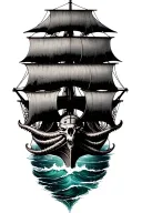 ship kraken ocean pirate ship tattoo design idea
