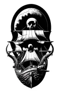 ship kraken ocean pirate ship tattoo design idea