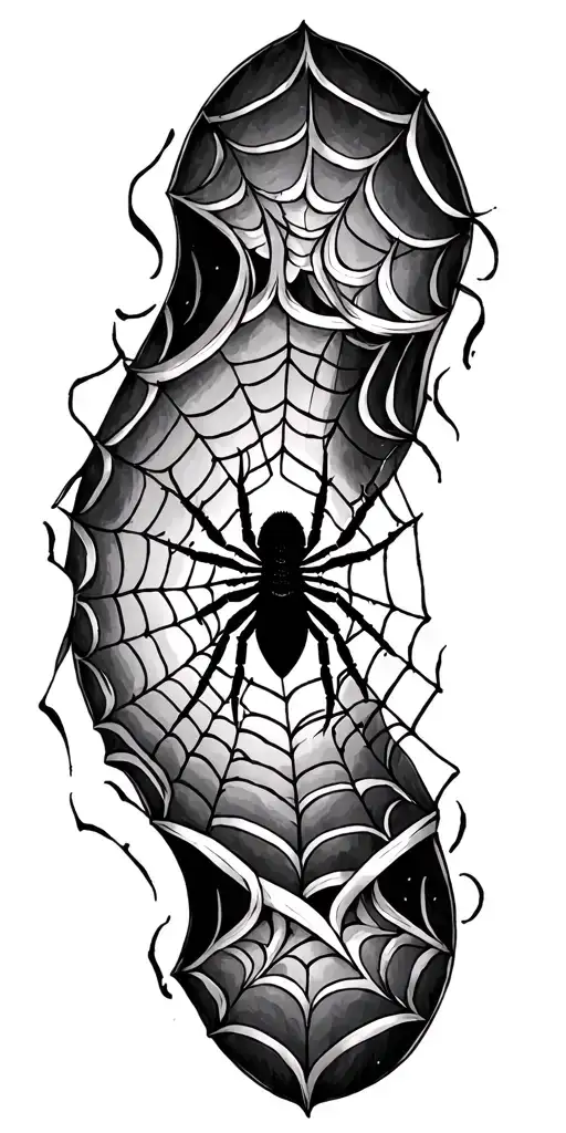 A marihuna sheet made in a web with a spider hanging from it tattoo design idea