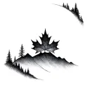 maple leaf mountain landscape tattoo design idea