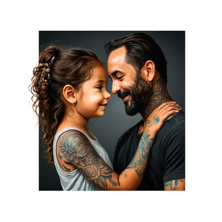 dad and daughter tattoo design idea