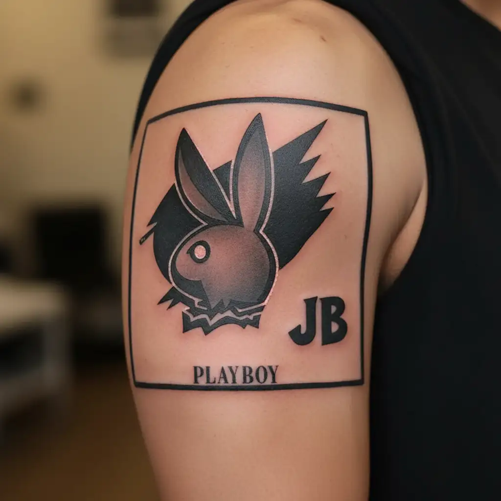 Stylish font Playboy JB tattoo design idea