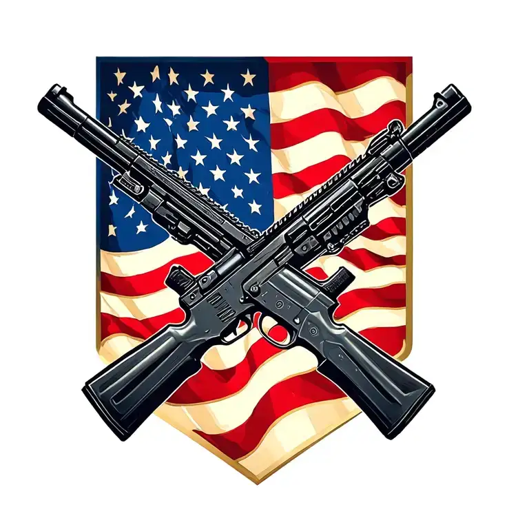 Incorporate the iconic symbol of the US Army infantry crossed rifles in a modern and abstract way tattoo design idea