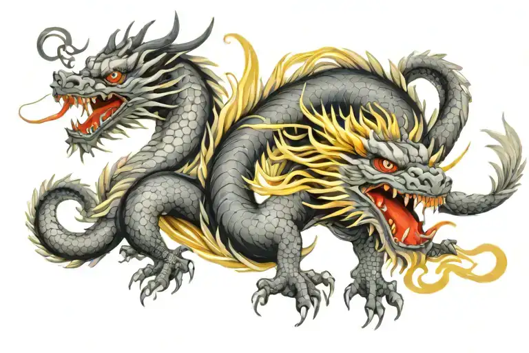 Japanese Dragon With Long realistic Body, normal eyes Black And Grey Tattoo hd quality tattoo design idea