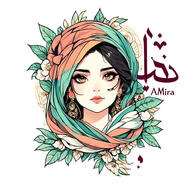 Amira in Arabic calligraphy style tattoo design idea