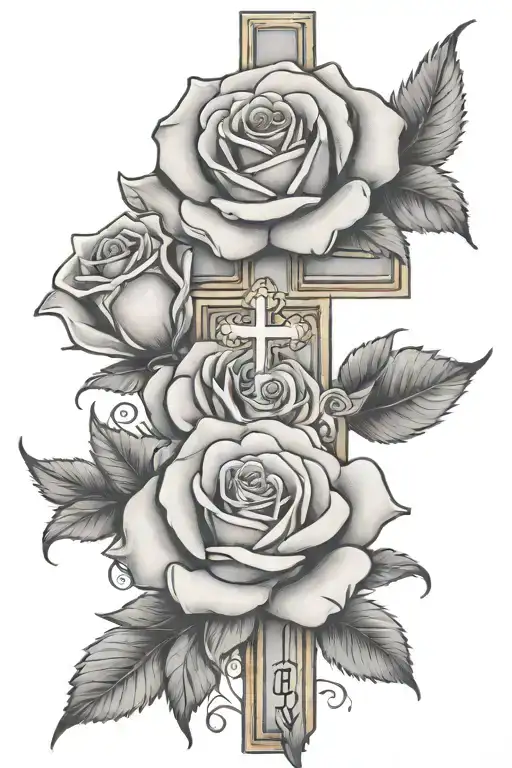 Christian recovery roses cross one day at a time 12:10 tattoo design idea