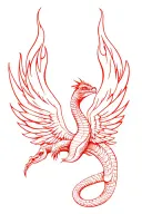 cobra with phoenix wings rising from flames tattoo design idea
