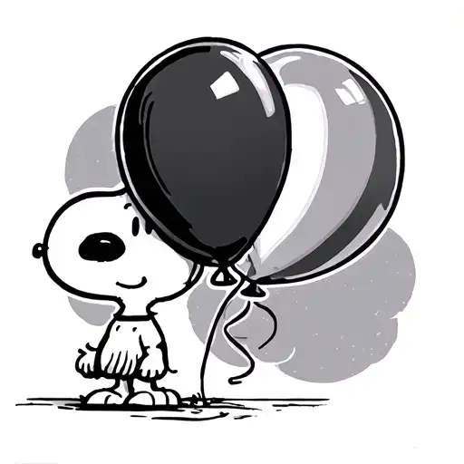 snoopy sadly letting go of a balloon  tattoo design idea