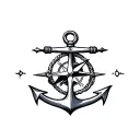 boat anchor compass rope shark  tattoo design idea