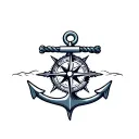 boat anchor compass rope shark  tattoo design idea