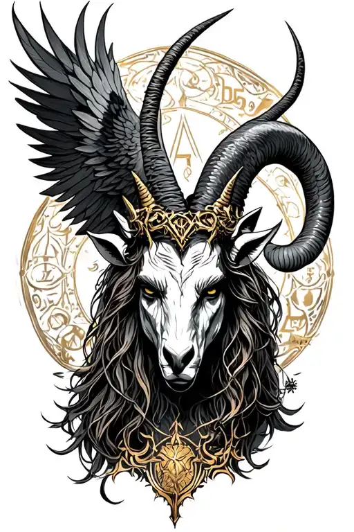 arcangel uriel with capricorn zodiac sign tattoo design idea