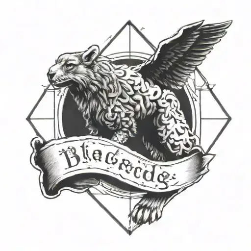 A tattoo that represents knowledge and strength with an animal and a reflective phrase tattoo design idea